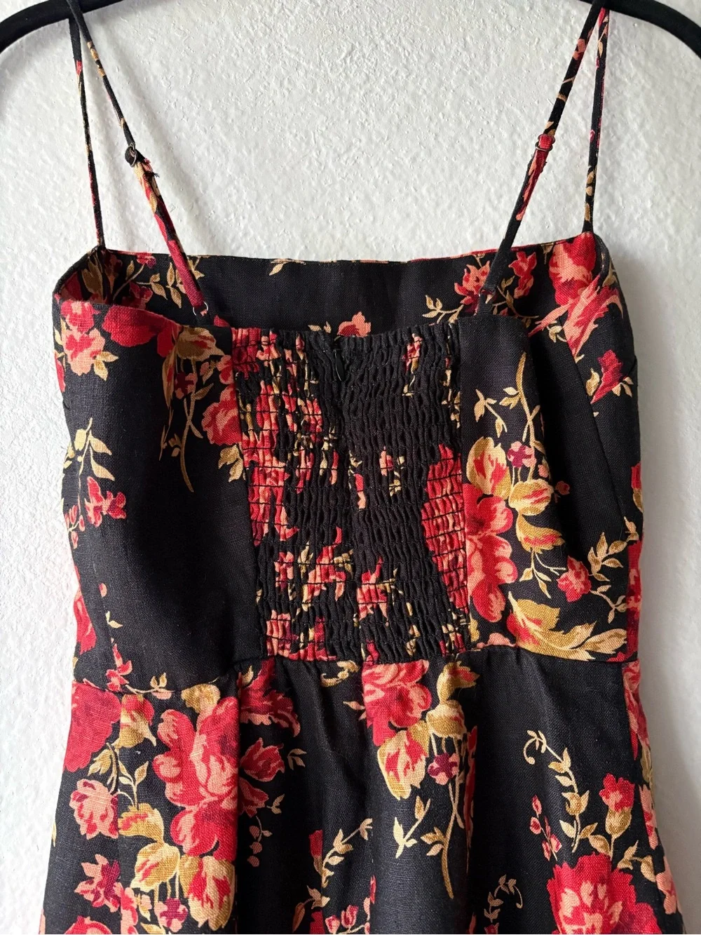 Reformation Linen Frankie Midi Dress Women’s 0 Black & Red Floral Formal Wedding - Picture 9 of 16